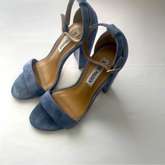 Steve Madden Women’s Suede Light Blue Block Heel Size 5M Business Casual EUC - Picture 7 of 7